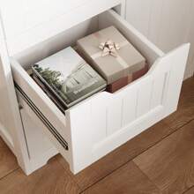 Asofer Freestanding Bathroom Cabinet, White Bathroom Cabinet With Adjustable Shelves And 4 Drawers For Bathroom And Living Room, 30 X 60 X 85 Cm - 白色 - 查看 6