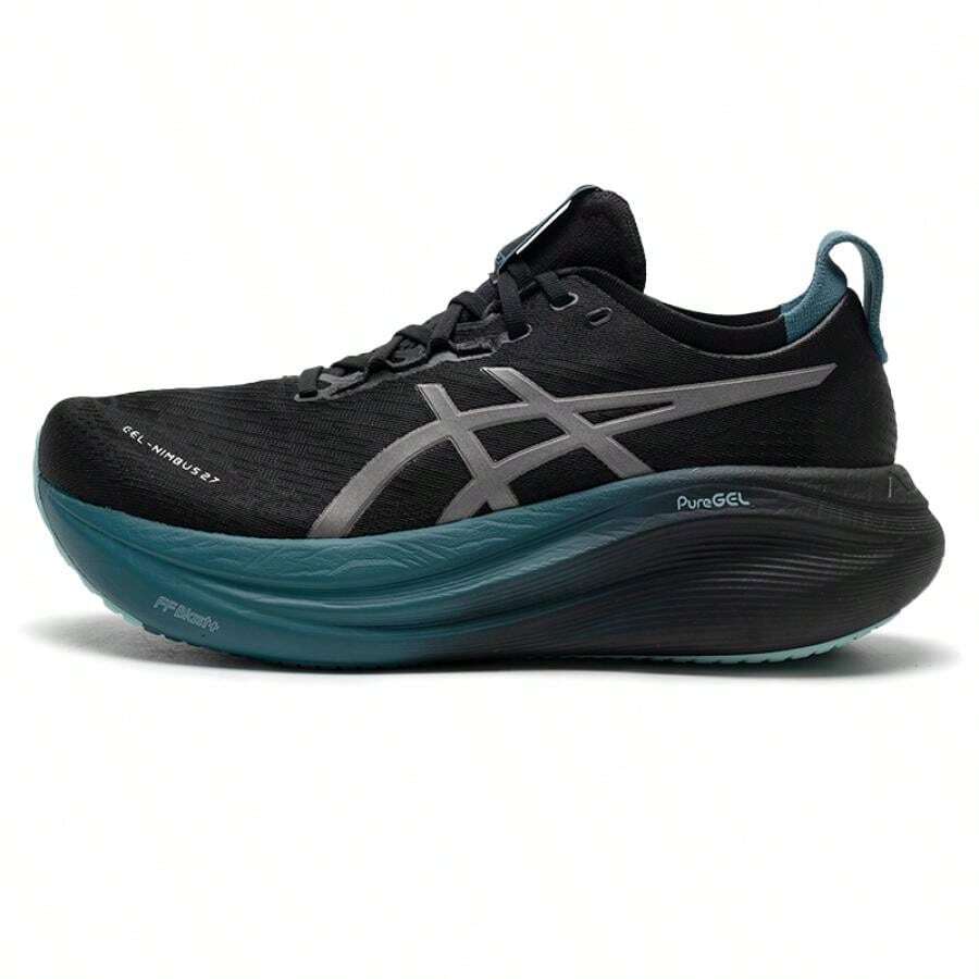 Asics GEL-NIMBUS 27 LITE-SHOW CN 男鞋，运动鞋，健身训练透气休闲鞋，跑步鞋 - 黑色/銀色 - 查看 1