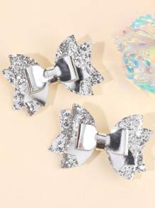 2pcs/4pcs Glitter Gold & Silvery Hair Bow Clips For Girls ,Glamorous Sparkling Hair Bows ,Favor Gifts For Girls ,Alligator Clips ,Festival Party Prom Celebration Hair Barrettes ,Teens Hair Accessories ,Suitable Daily Life ,Vacation - Multicolor - View 12