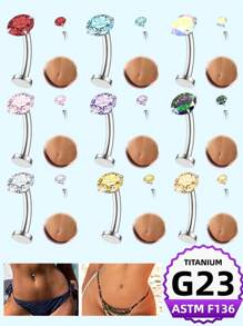 Floating Titanium Belly Button Rings Hypoallergenic G23 Titanium Internally Threaded Belly Ring 14G Belly Piercings For Women Navel Piercings Jewelry - A - View 6