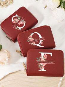 Burgundrote Tasche Charlie Rotwein Roter Umschlag Modische und hochwertige Kartenetui Tasche Leicht zu tragen Münztasche mit mehreren Fächern Reißverschluss Multi-Slot Einfache Kreditkartenfächer Multifunktions Damenbrieftasche Kartentasche Mini Geldbörse Geldbeutel Kartenetui