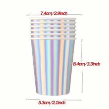 50/25pcs 9 Oz Cups, Colorful Rainbow Design For Hot And Cold Drinks, Tea, Coffee, Water, Milk, Juice, Suitable For Birthday, Wedding, Anniversary, Party Favor