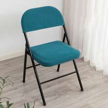 Solid Color Household Folding Chair Cover Suitable For Home Decoration Polyester Cover For Covers Wedding Party Dining Elastic Chair Covers - 藍色 - View 2