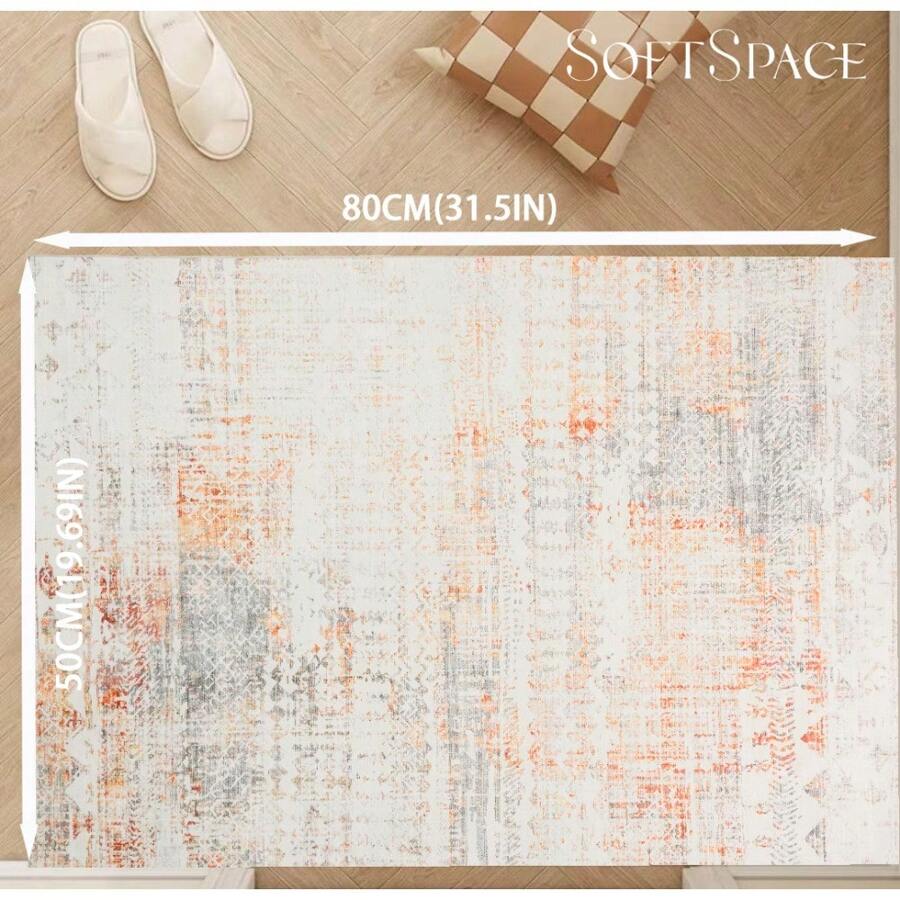 Area Rug Washable Rug Door Mat Vintage Distressed Rug Doormat Indoor Entrance Traditional Thin Rug Floral Print Non Slip Carpet For Kitchen Bathroom Bedroom Living Room - White - View 1