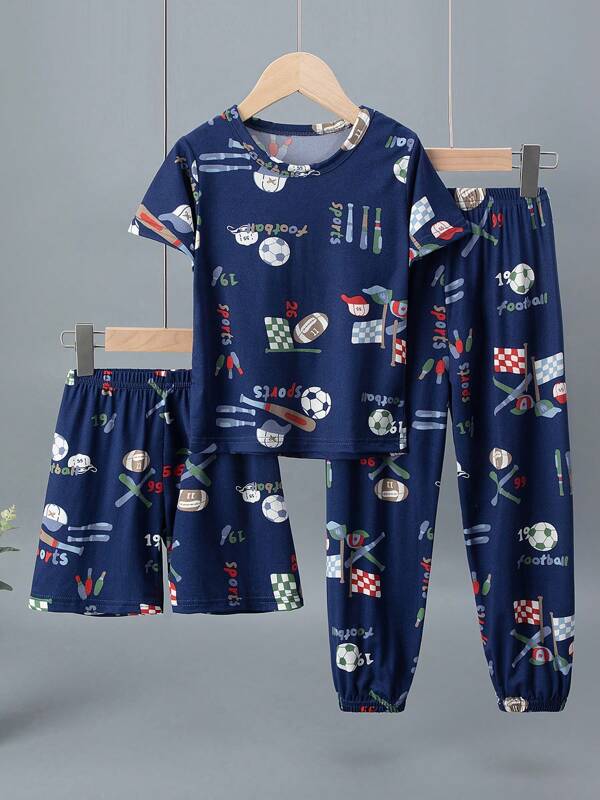 Conjunto de 3 piezas: Camiseta de manga corta, pantalones cortos y pantalones para niños y niñas pequeños, informal y ligero para primavera/verano, talla para edades de 4 a 12 años