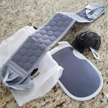Set de 3 piezas para la espalda: Toalla exfoliante para el baño, esponja de champú, guantes de baño, cepillo corporal duradero para ducha, spa y masaje