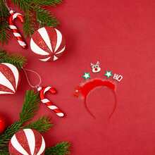 Christmas Elk Star Headband Gnome Hair Hoop Hair Accessories Women Girls Hair Band Party Favors Decorations - Watermelon Red - View 4