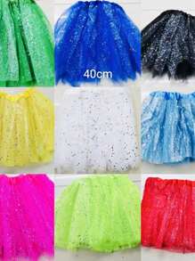 Adult Glitter Tulle Skirt Carnival 40cm Various Colors A-8 - màu đen - Xem 2