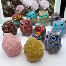 1pc Resin Mold Natural Crystal Chip Stone Handcrafted Owl Resin Figurines Collectibles Of Colorful Owl Gifts And Desktop Decoration For Home Interior Space And Reiki Animal Sculpture Shelf Accents Ornament For Home Office Decor Purple Home Decor