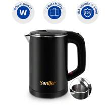 SONIFER Sonifer Elektrischer Wasserkocher SF-2058. Kapazität: 0,6L. Ein-/Aus-Schalter. Edelstahl 304 Innenteil mit einer Bruchfestigkeit. 360°drehbare kabellose Basis. Edelstahl 304 Heizelement verborgen in einer Edelstahl-Basis. Trockenkochschutz (verhindert Betrieb ohne Wasser). Betriebsanzeige-Licht. Automatische Abschaltung nach Kochvorgang. Leistung: 800W AC 220-240V 50/60Hz