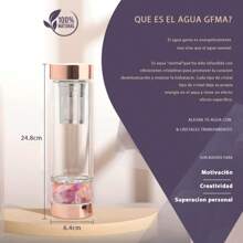 Botella de agua de cristal de energía de piedra natural,Botellas De Cuarzo de vidrio 450ML,Termos para agua,Piedra Curativa,Relaja,Caja de embalaje exquisita,Rose Gold - Verde - Ver 3