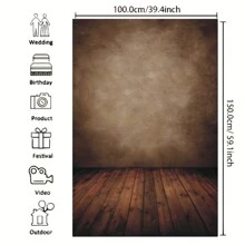 Brown Retro Photography Background, Brown Wooden Floor Background Design, Decorative Portrait Photography Background, Retro Theme Photography Background, Portrait Photography Background, Vinyl Material - Type a - View 3