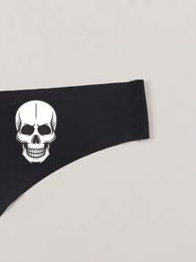 5 条装 女式无缝丁字裤 趣味印花隐形丁字裤 V 腰弹力透气舒适内裤