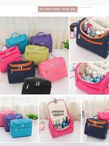 1 个大容量洗漱包，牛津布制成，防水便携，产品尺寸：25 * 17 * 13CM，存储功能强，带手柄和挂钩，双拉链设计，轻巧方便，非常适合商务或家庭旅行、户外活动、露营或度假，适合放在手提箱中 - 紫色 - 查看 6