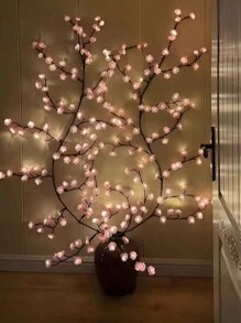 1pc Cherry Blossom Branch USB Power Supply Light, 230cm/7.54ft, LED Dress Up String Lights, Push Button Control 8 Modes, Realistic Artificial Flowers, Suitable For Spring/Summer Indoor/Outdoor Decorations, Weddings, Valentine's Day, Christmas