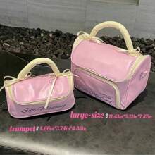 1pc Bowknot Cosmetic Bag, Shiny PU Material, Large Capacity Waterproof, Convenient To Carry, Suitable For Travel, Cosmetics & Toiletry Storage,Boho Vibes,For Holiday Beach, Bathroom Collection, Bedroom Collection, Large Capacity