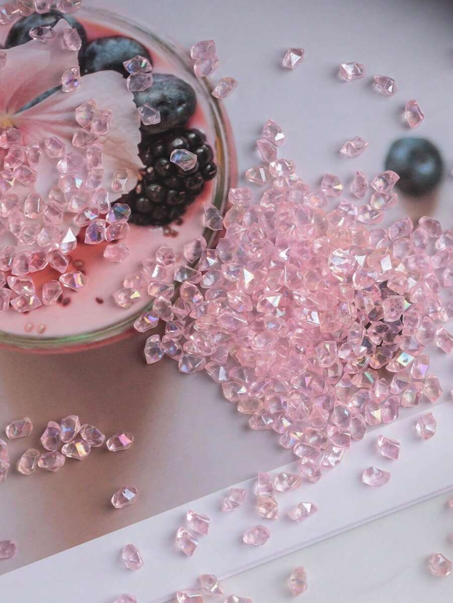 50pcs/500pcs/1000pcs 粉色仿真冰石，壓克力寶石水晶，塑料鑽石裝飾填充物，適用於花瓶、魚缸、春季派對桌面散佈、婚禮食物展示、攝影道具、家居裝飾