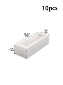 5pcs/10pcs/20pcs Rectangular Window Macaron Boxes, Bread Boxes, Dessert Boxes, Donut Boxes, Chocolate Boxes, Candy Packaging Boxes - Paper - View 21
