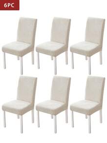 4/6pcs Water Repellant Chair Cover Jacquard Thickened Elastic Restaurant Chair Slipcovers Spandex Anti-Dirty Stool Cover Home Decoration - Beige - View 6