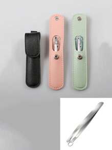 Zestaw narzędzi do czyszczenia uszu ze spiralną sprężyną, łyżka do uszu ze stali nierdzewnej w skórzanym etui do łatwego użytku domowego