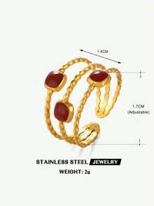 1pc 18K Gold Plated Stainless Steel Vintage Style Geometric Open Ring, Suitable For Women Wearing Daily