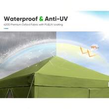 Carpa plegable impermeable de 8x8 con paredes laterales y ventanas enrollables - Verde - Ver 3