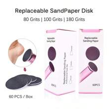 60片装替换砂纸垫，适用于电动磨脚器和去茧器，一次性砂纸，用于足部护理，男女通用 - 黑色 - 查看 4