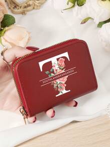 Burgundrote Tasche Charlie Rotwein Roter Umschlag Modische und hochwertige Kartenetui Tasche Leicht zu tragen Münztasche mit mehreren Fächern Reißverschluss Multi-Slot Einfache Kreditkartenfächer Multifunktions Damenbrieftasche Kartentasche Mini Geldbörse Geldbeutel Kartenetui