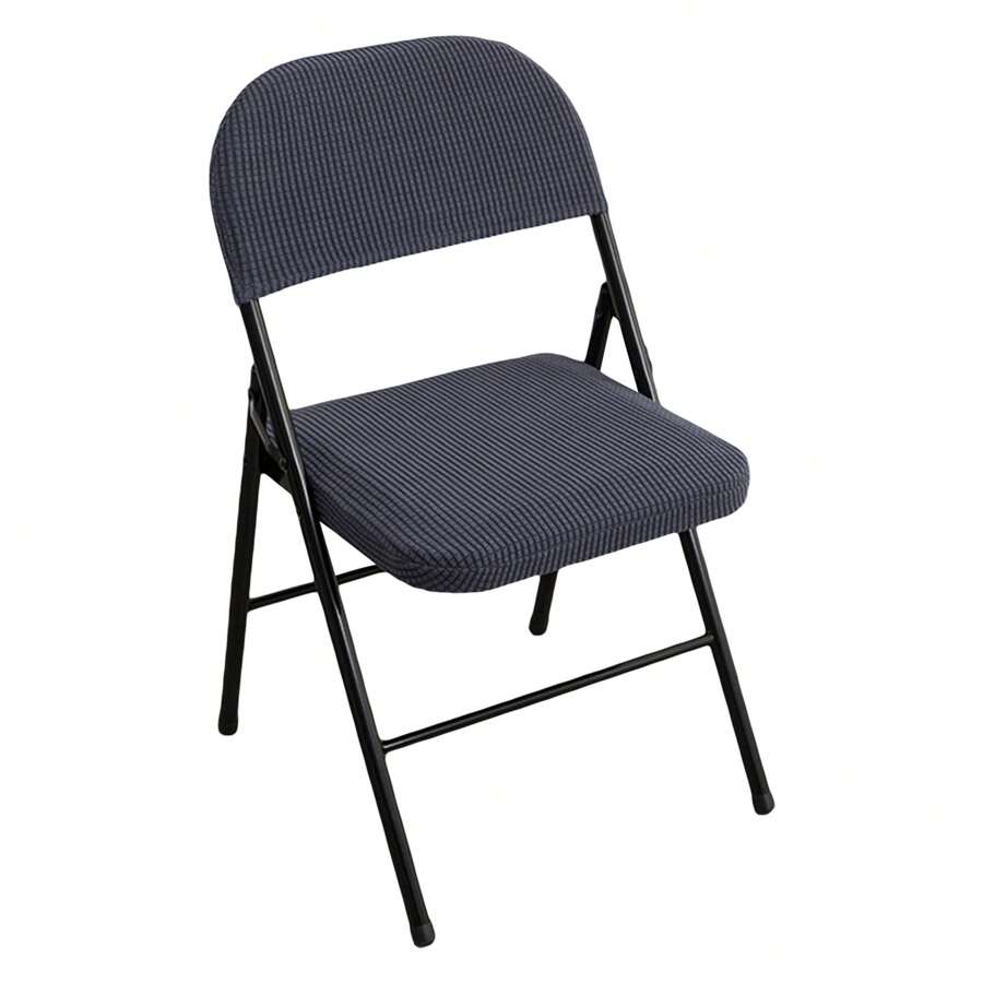 Folding Dining Chair Seat And Back Cover Set Solid Color Jacquard Stretch Chair Slipcover Home Decoration - Grey - View 1