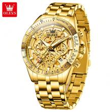 OLEVS. OLEVS Gold Men's Watches Original Quartz Watches For Men Waterproof Luminous Chronograph Date 24 Hours Watches Luxury Stainless Steel Strap Men Watches - one-size - View 15