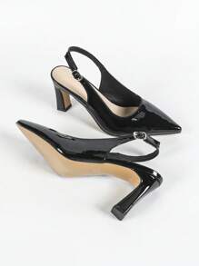 2025 新款女士尖头舒适优雅纯色简约高跟鞋，适合派对、婚礼、母亲节，粗跟高跟鞋