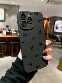 Black Bow Design Phone Case, Compatible With IPhone 16 Pro Max, 14, 13, 12, 11 Pro Max, XS Max, X, XR, 8, 7 Plus, Mini. Suitable As A Birthday Gift For Girlfriend, Boyfriend Or Personal Use - Black - View 3