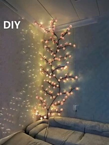 1pc Cherry Blossom Branch USB Power Supply Light, 230cm/7.54ft, LED Dress Up String Lights, Push Button Control 8 Modes, Realistic Artificial Flowers, Suitable For Spring/Summer Indoor/Outdoor Decorations, Weddings, Valentine's Day, Christmas