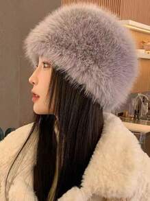 1 件女式新款人造毛皮加厚保暖蒙古帽，防风耳罩，带可拆卸狐狸毛绒球配饰，适合秋冬季服装 - 帽子 - 查看 4