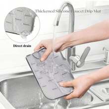 1PC Home Silicone Faucet Drain Mat, Foldable, Kitchen Bathroom Faucet Quick Dry Kitchen Sink Splash Guard Silicone Faucet Drip Mat, Kitchen And Bathroom Sink Countertop Protector - Multicolor - View 5