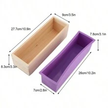 42oz 1.2L Flexible Rectangular Silicone Soap Mold - Easy-Release Wood Box Design For Soap Making, DIY Tool With Construction - Purple And Pink - Multicolor - View 2