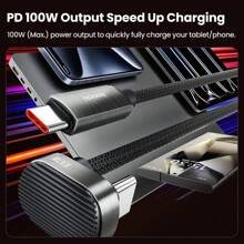 Cable de carga rápida tipo C a tipo C, en forma de U y 180 grados, para juegos móviles, 100W de Toocki - gris pistola - Ver 4