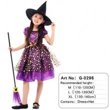 Disfraz de bruja para niñas, traje de mago púrpura para niños, sin incluir accesorios como escoba en el paquete - Multicolor - Ver 13