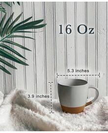 Juego de 4 tazas grandes de cerámica Mora para latte, de 16 oz - tazas de café de porcelana con asa grande, aptas para microondas, de estilo moderno, bohemio y único para cualquier cocina. Vajilla de piedra refractaria apta para microondas - colores neutros surtidos