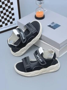 1 paire de sandales plates à bout ouvert pour enfants, design bicolore, minimaliste et confortable, convenant pour le printemps, l'été et l'automne