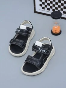1 paire de sandales plates à bout ouvert pour enfants, design bicolore, minimaliste et confortable, convenant pour le printemps, l'été et l'automne