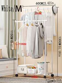 1pc Dual-Rod Clothes Rack With Wheels, Multi-Layer Storage Coat Hanger Stand For Bedroom, Lightweight Luxury Hanging Rack With Rollers For Indoor Home/Commercial Use, Drying Rack,Spring,Minimalist,Summer Tops