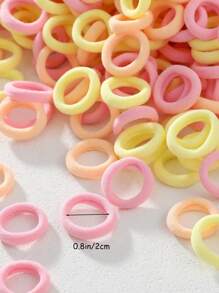 100 件儿童女孩 0.8 英寸简约彩色发带，可爱无缝无损发带马尾辫夹，适合日常使用 - 彩色 - 查看 3