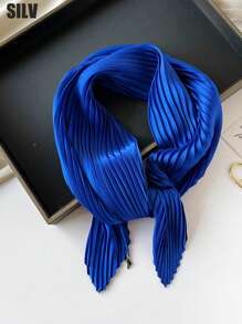 1 件纯色褶皱缎面围巾女式头巾时尚头巾头巾、发带、头带非常适合装扮您的头巾上衣 - 黑色 - 查看 20