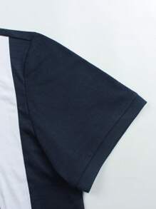 1pc Men's Casual Light Gray & Navy Short Sleeve POLO Shirt