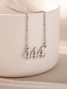 1pc 777 Angel Number Necklace, Women Stainless Steel Simple Chain Pendant Necklace, Christmas Gift - Number - View 5