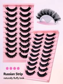 Rikuaild 10 Pairs D Curl Russian Strip Lashes Thick Fake Lashes Natural Look Fluffy Volume Wispy Dramatic Lashes 3D Effect False Eyelashes Strip Lashes,Lashes,Eyelashes,Fake Lashes - Fluffy Lashes - View 6