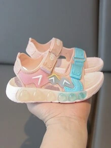 1双儿童凉鞋，男女童运动休闲沙滩鞋，新款软底幼儿鞋，露趾设计，适合儿童，速干，时尚，适合沙滩和户外活动，可调节魔术贴搭扣