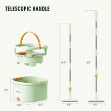 Local Delivery Mop And Bucket With Wringer Set For Home With 2 Microfibra Replaceable Mop Pads, Self Separation Dirty And Clean Water System, Self Wringing 360° Rotating Square Mop-Head