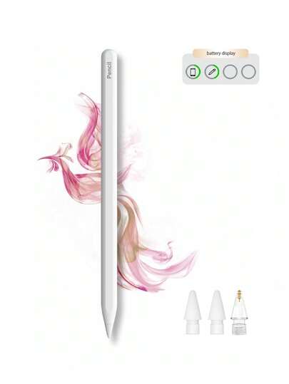 قلم حبر لاسلكي للشحن المغناطيسي لأجهزة آيباد، مع رفض راحة اليد وحساسية الميل، يعمل مع آيباد إير 3/4/5، آيباد ميني 5/6/7، آيباد 6/7/8/9/10، آيباد برو 11 بوصة، آيباد برو 12.9 بوصة، 90 ملي أمبير